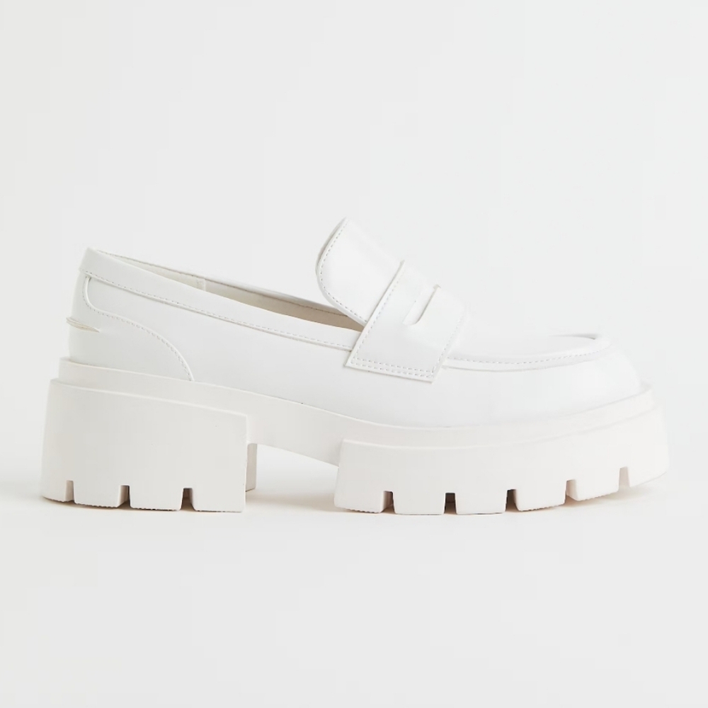 H&M | White Faux Leather Chunky Loafers